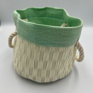 Woven Bucket Bag Kids One Size Mint Green Cream NWOT Nautical